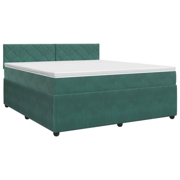 Boxspringbett mit Matratze Dunkelgrün 140 x 190 cm Samt