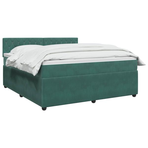 Boxspringbett mit Matratze Dunkelgrün 140 x 200 cm Samt