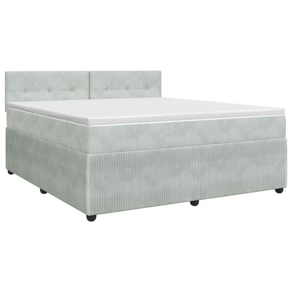 Boxspringbett mit Matratze Hellgrau 140 x 200 cm Samt