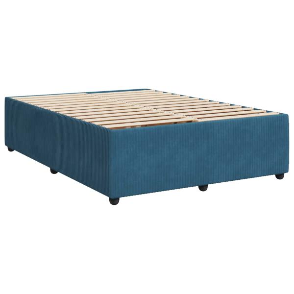 Boxspringbett mit Matratze Dunkelblau 140 x 200 cm Samt