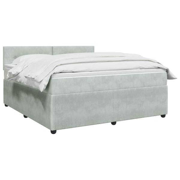 Boxspringbett mit Matratze Hellgrau 180 x 200 cm Samt