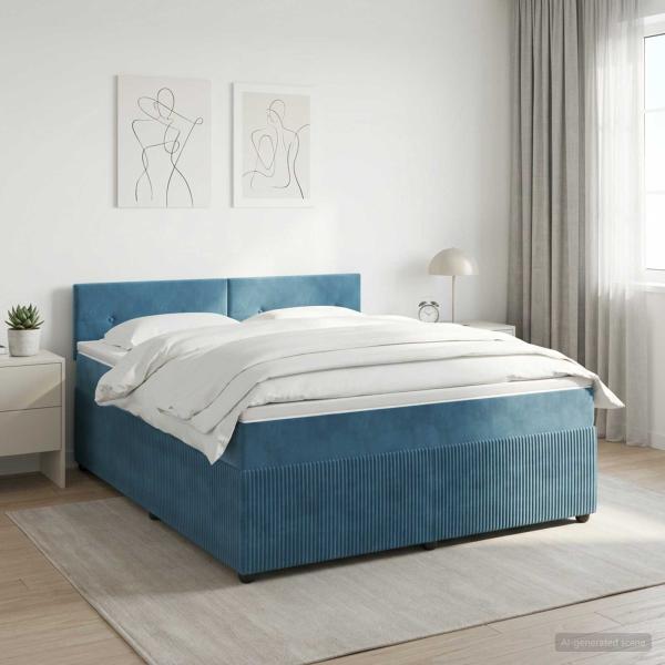 ARDEBO.de - Boxspringbett mit Matratze Dunkelblau 180 x 200 cm Samt