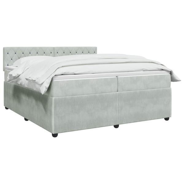 Boxspringbett mit Matratze Hellgrau 200 x 200 cm Samt
