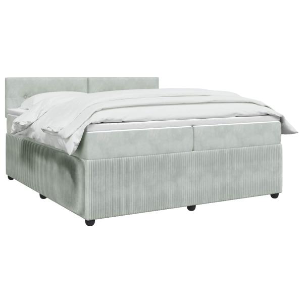 Boxspringbett mit Matratze Hellgrau 200 x 200 cm Samt
