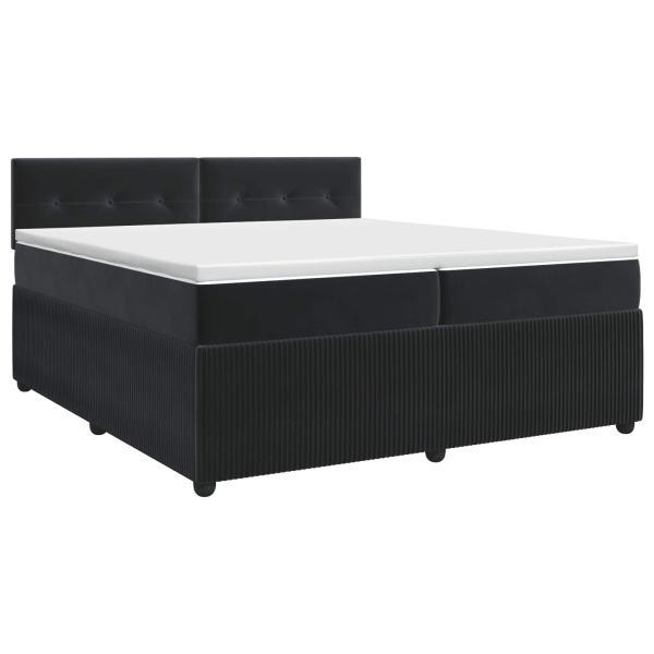 Boxspringbett mit Matratze Schwarz 200 x 200 cm Samt