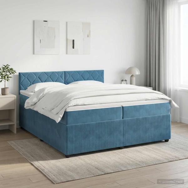 ARDEBO.de - Boxspringbett mit Matratze Dunkelblau 200 x 200 cm Samt