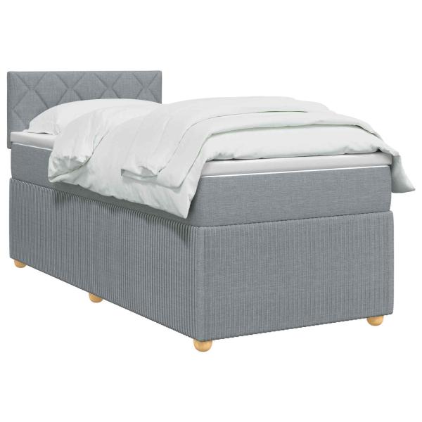 Boxspringbett mit Matratze Hellgrau 90 x 190 cm Stoff