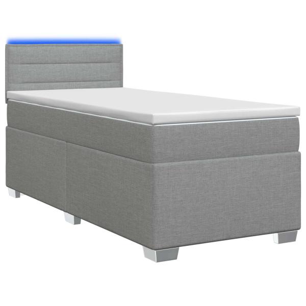 Boxspringbett mit Matratze und LED Hellgrau 80 x 200 cm Stoff
