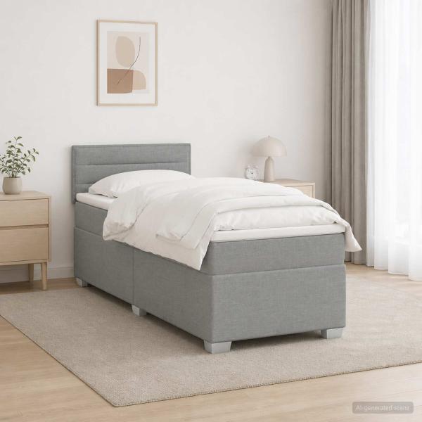 Boxspringbett mit Matratze und LED Hellgrau 80 x 200 cm Stoff