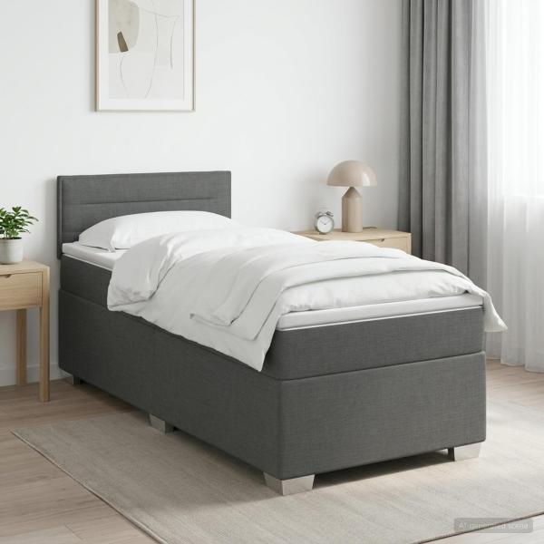 ARDEBO.de - Boxspringbett mit Matratze und LED Dunkelgrau 80 x 200 cm Stoff