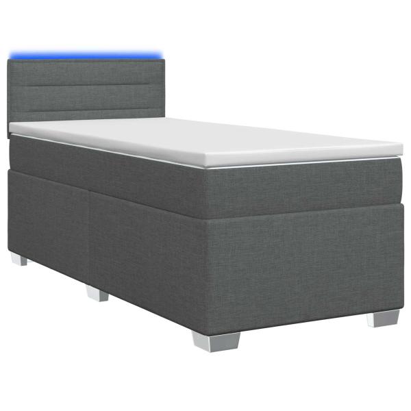 Boxspringbett mit Matratze und LED Dunkelgrau 80 x 200 cm Stoff