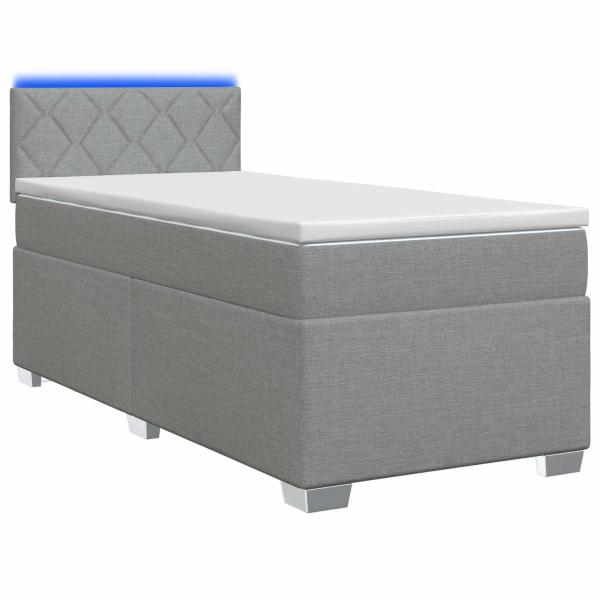 Boxspringbett mit Matratze und LED Hellgrau 80 x 200 cm Stoff