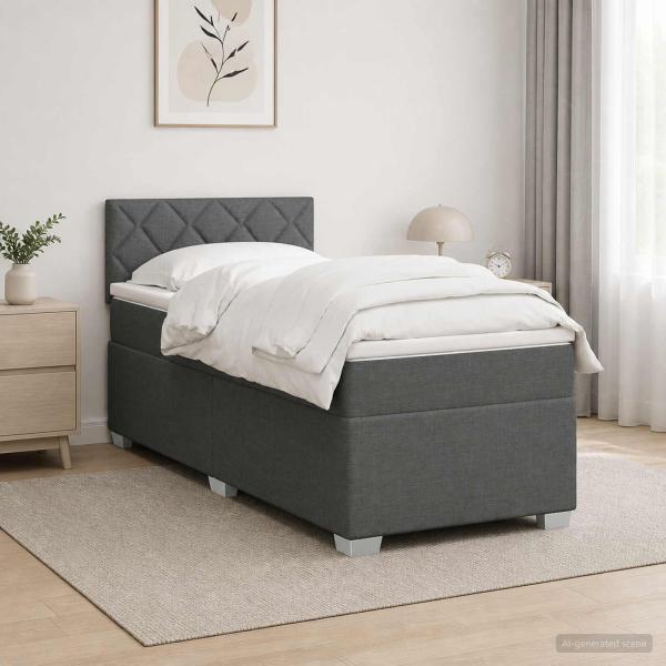 ARDEBO.de - Boxspringbett mit Matratze und LED Dunkelgrau 100 x 200 cm