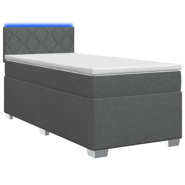 Boxspringbett mit Matratze und LED Dunkelgrau 100 x 200 cm
