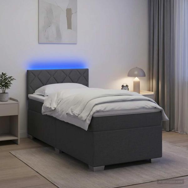 Boxspringbett mit Matratze und LED Dunkelgrau 100 x 200 cm