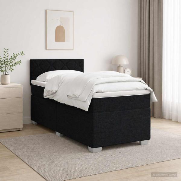 ARDEBO.de - Boxspringbett mit Matratze und LED Schwarz 100 x 200 cm Stoff