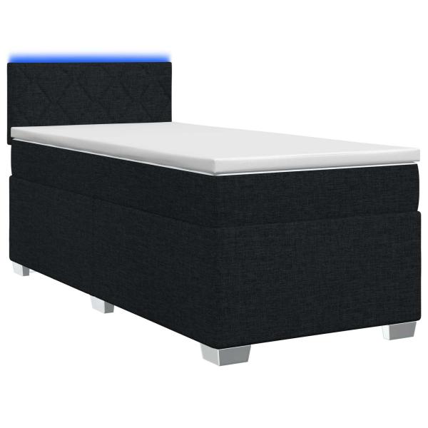 Boxspringbett mit Matratze und LED Schwarz 100 x 200 cm Stoff