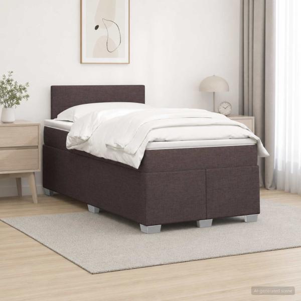 ARDEBO.de - Boxspringbett mit Matratze und LED Dunkelbraun 120 x 190 cm