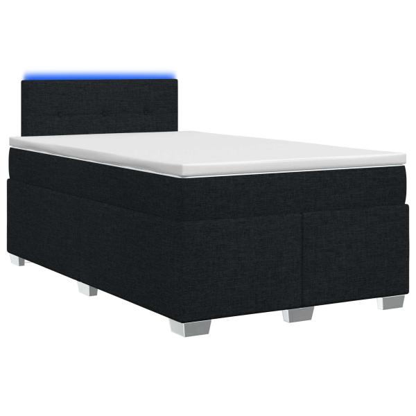 Boxspringbett mit Matratze und LED Schwarz 120 x 200 cm Stoff