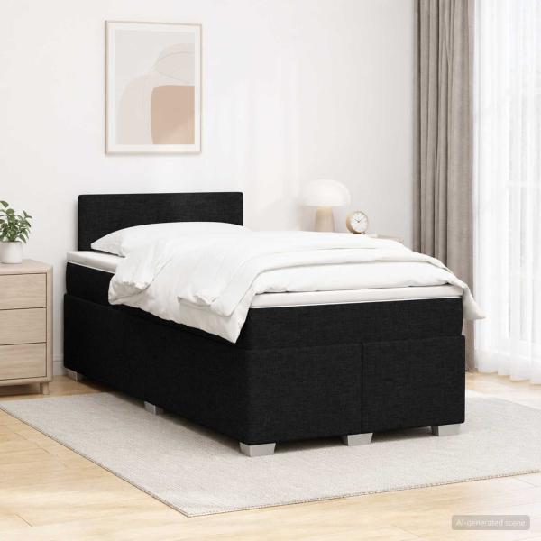 Boxspringbett mit Matratze und LED Schwarz 120 x 200 cm Stoff