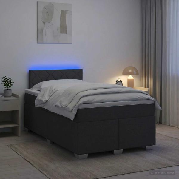 ARDEBO.de - Boxspringbett mit Matratze und LED Dunkelgrau 120 x 200 cm