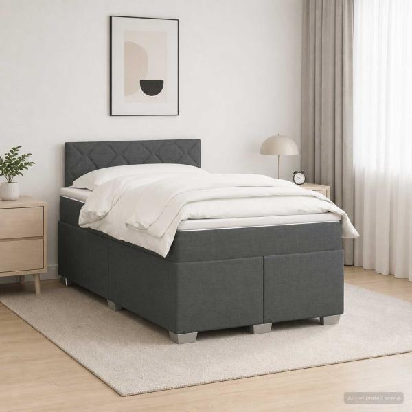 Boxspringbett mit Matratze und LED Dunkelgrau 120 x 200 cm