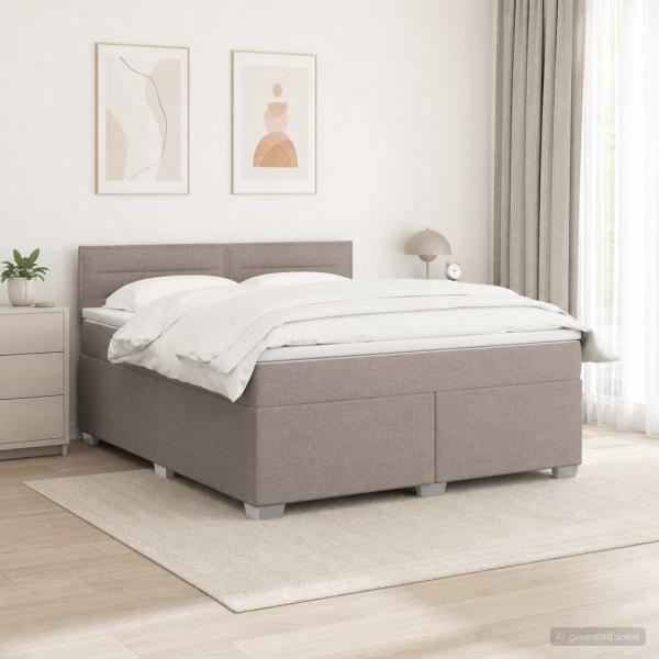 Boxspringbett mit Matratze und LED Taupe 140 x 190 cm Stoff