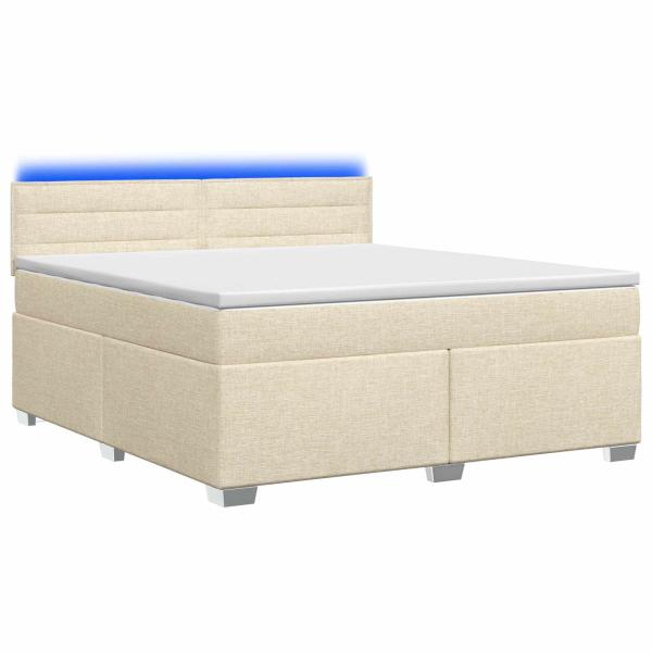 ARDEBO.de - Boxspringbett mit Matratze und LED Creme 140 x 190 cm Stoff