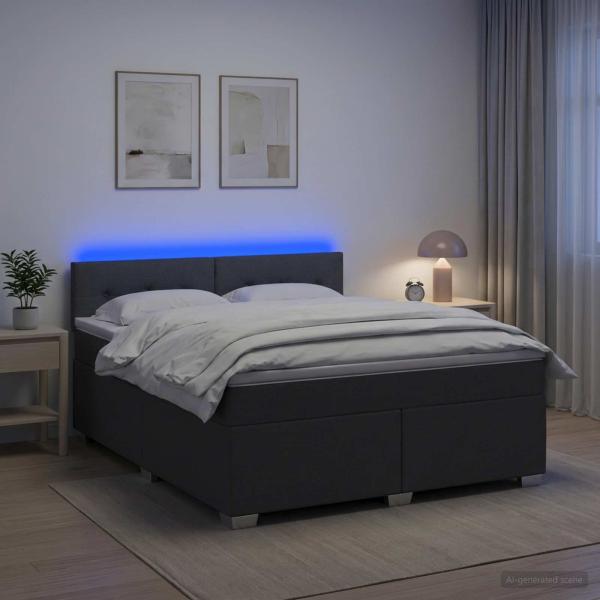 ARDEBO.de - Boxspringbett mit Matratze und LED Dunkelgrau 140 x 190 cm