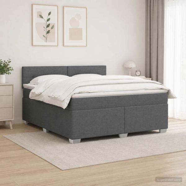 Boxspringbett mit Matratze und LED Dunkelgrau 140 x 190 cm