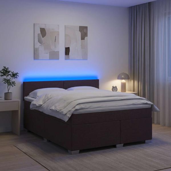 ARDEBO.de - Boxspringbett mit Matratze und LED Dunkelbraun 140 x 190 cm