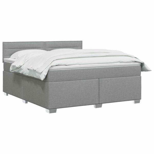 Boxspringbett mit Matratze und LED Hellgrau 140 x 200 cm Stoff