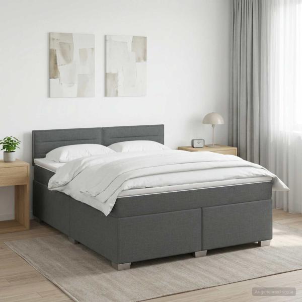 ARDEBO.de - Boxspringbett mit Matratze und LED Dunkelgrau 140 x 200 cm