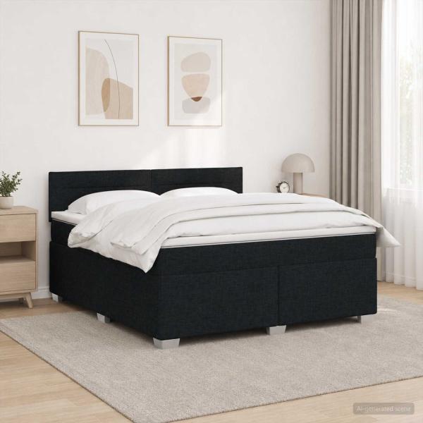 ARDEBO.de - Boxspringbett mit Matratze und LED Schwarz 140 x 200 cm Stoff