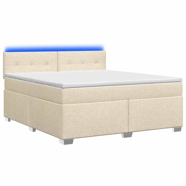 Boxspringbett mit Matratze und LED Creme 140 x 200 cm Stoff