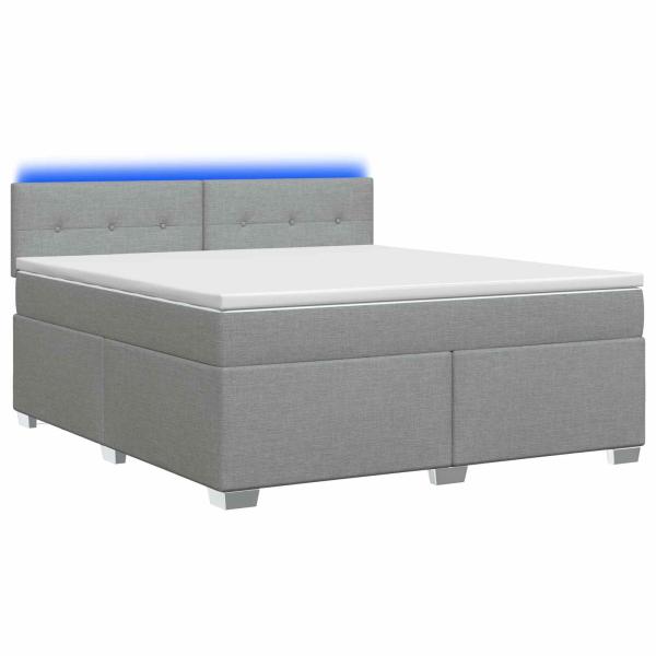 Boxspringbett mit Matratze und LED Hellgrau 160 x 200 cm Stoff