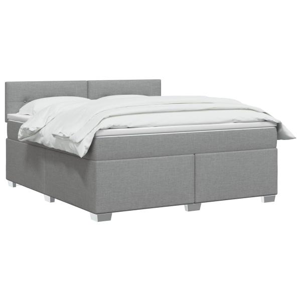 Boxspringbett mit Matratze und LED Hellgrau 160 x 200 cm Stoff