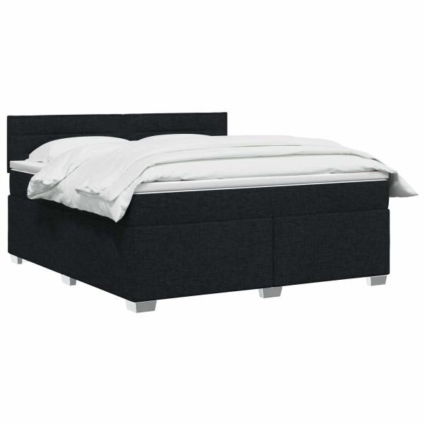 Boxspringbett mit Matratze und LED Schwarz 180 x 200 cm Stoff