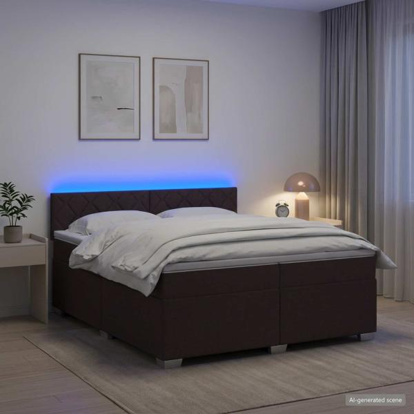 Boxspringbett mit Matratze und LED Dunkelbraun 200 x 200 cm