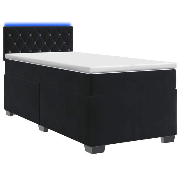 Boxspringbett mit Matratze und LED Schwarz 80 x 200 cm Samt