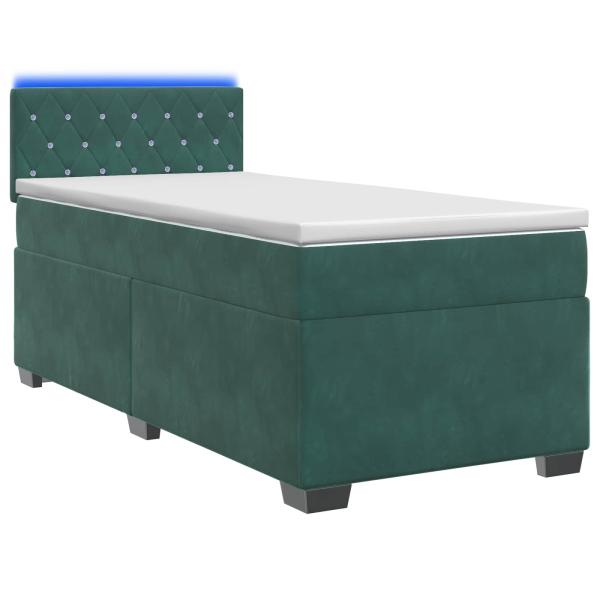 Boxspringbett mit Matratze und LED Dunkelgrün 80 x 200 cm Samt