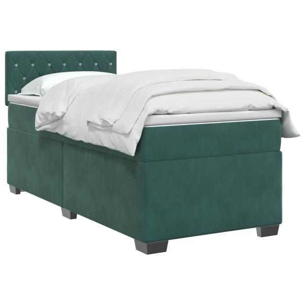 Boxspringbett mit Matratze und LED Dunkelgrün 80 x 200 cm Samt