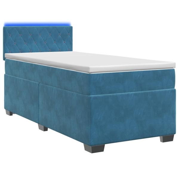 Boxspringbett mit Matratze und LED Blau 80 x 200 cm Samt