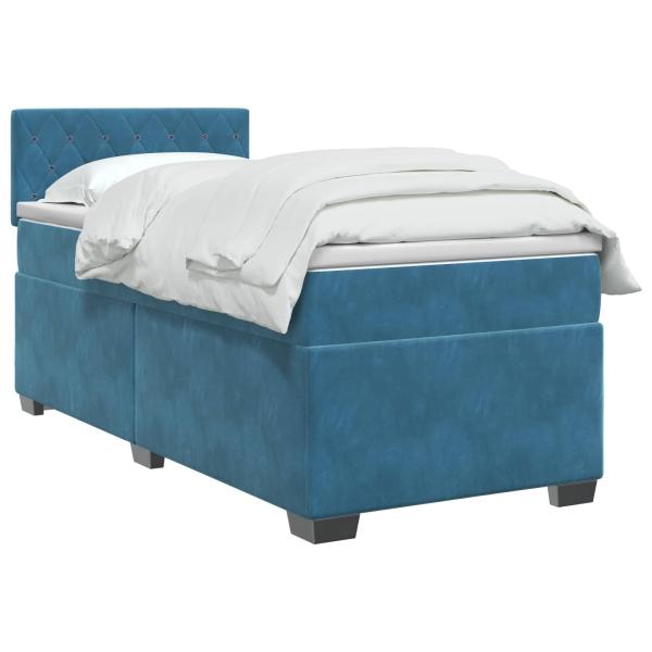 Boxspringbett mit Matratze und LED Blau 80 x 200 cm Samt