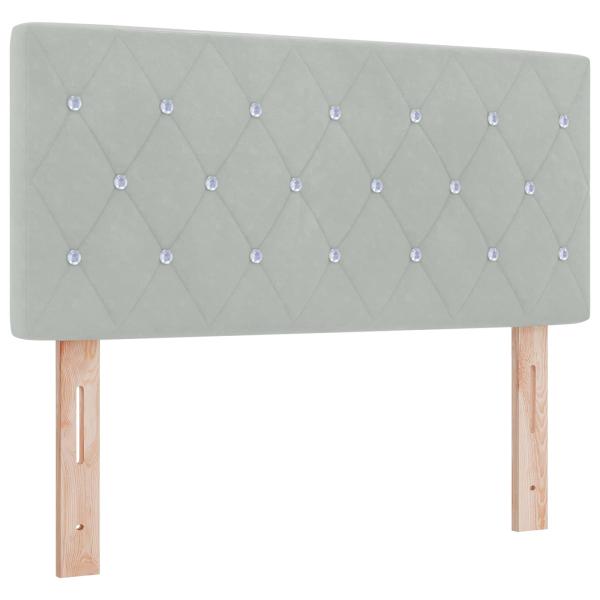 Boxspringbett mit Matratze und LED Hellgrau 90 x 200 cm Samt
