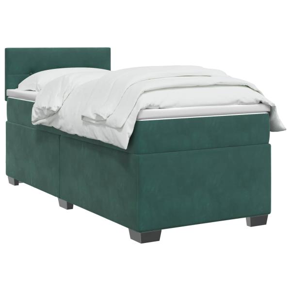 Boxspringbett mit Matratze und LED Dunkelgrün 90 x 200 cm Samt