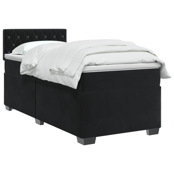 Boxspringbett mit Matratze und LED Schwarz 100 x 200 cm Samt