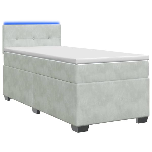 Boxspringbett mit Matratze und LED Hellgrau 100 x 200 cm Samt