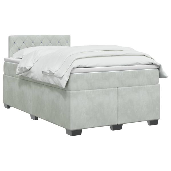 Boxspringbett mit Matratze und LED Hellgrau 120 x 190 cm Samt
