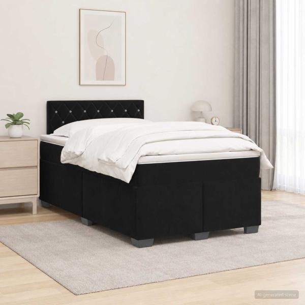 ARDEBO.de - Boxspringbett mit Matratze und LED Schwarz 120 x 190 cm Samt